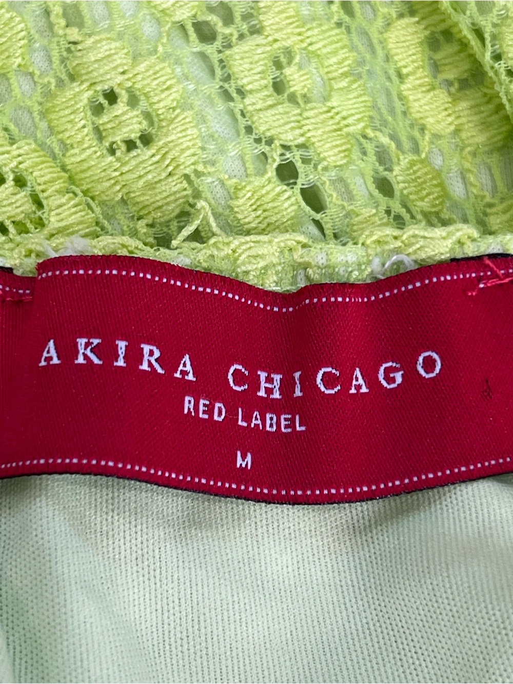 Akira Chicago Red Label Women's Medium Neon Lime Green Floral Lace Cutout Sheath - Picture 2 of 13